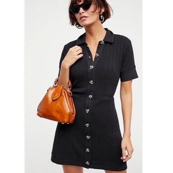 Free People Dresses & Skirts - Free People Beach New Afternoon Ribbed Mini Dress Collared Sz S